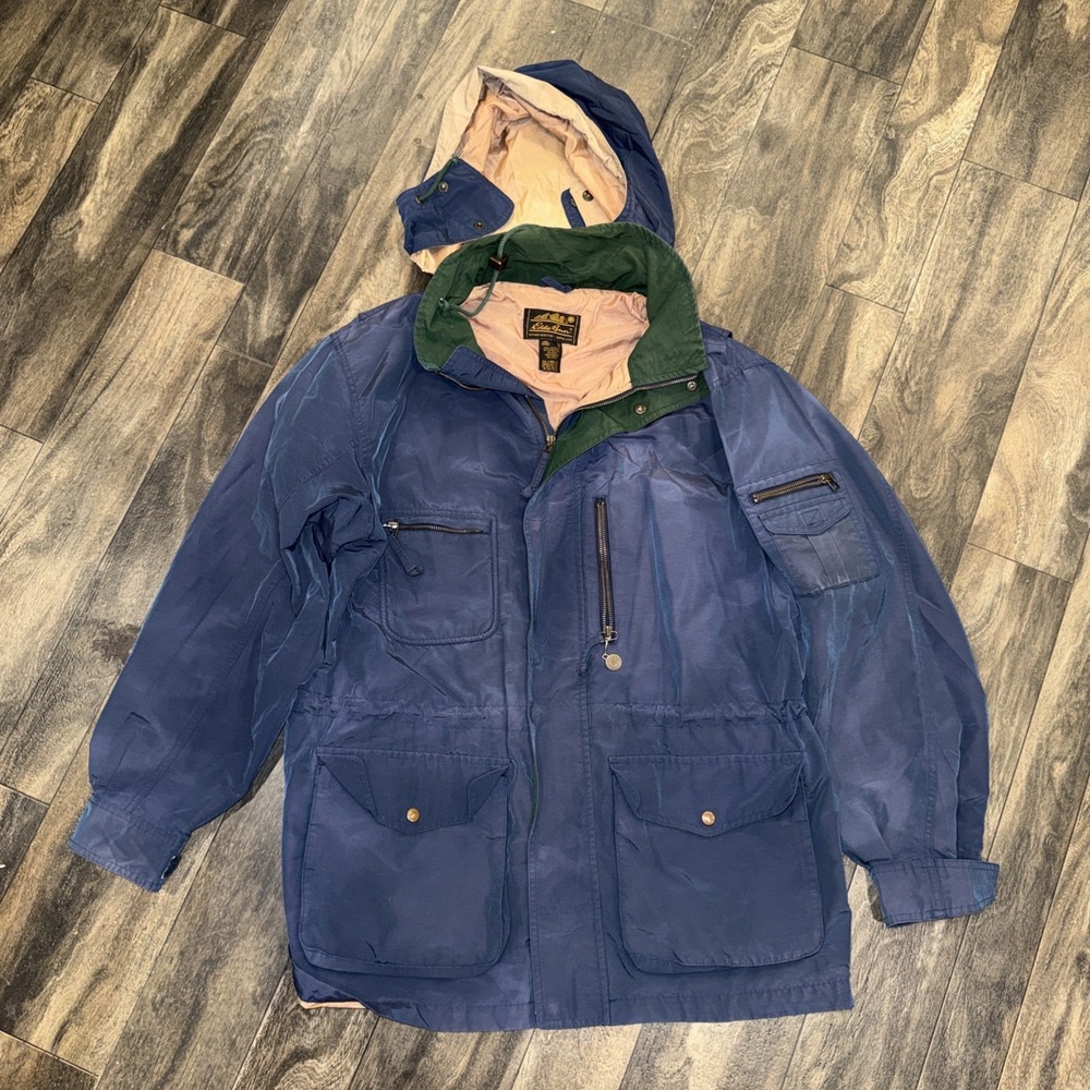 Vintage Eddie Bauer‎ Mountain Full-Zip Parka Jacket Snap Men's Size L Navy Blue